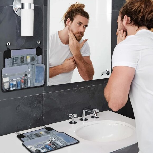 NWT Hanging Travel Toiletry Bag  Black or Brown - Picture 7 of 9